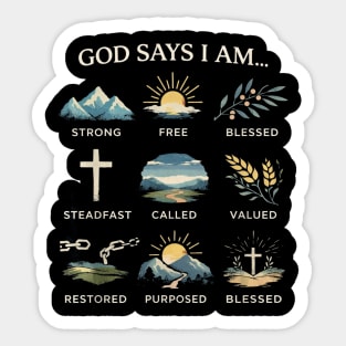 God Says I Am Christian Affirmation Design Sticker